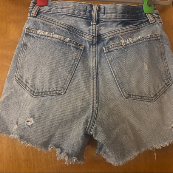 Abercrombie & Fitch Blue Jean Shorts Distressed High-Waisted - Picture 2 of 3